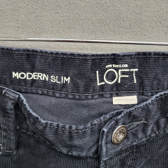 Ann Taylor LOFT Modern Slim Straight Leg Black Corduroy Pants Women’s Size 10 - Picture 3 of 7